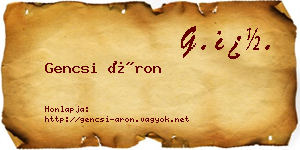 Gencsi Áron névjegykártya